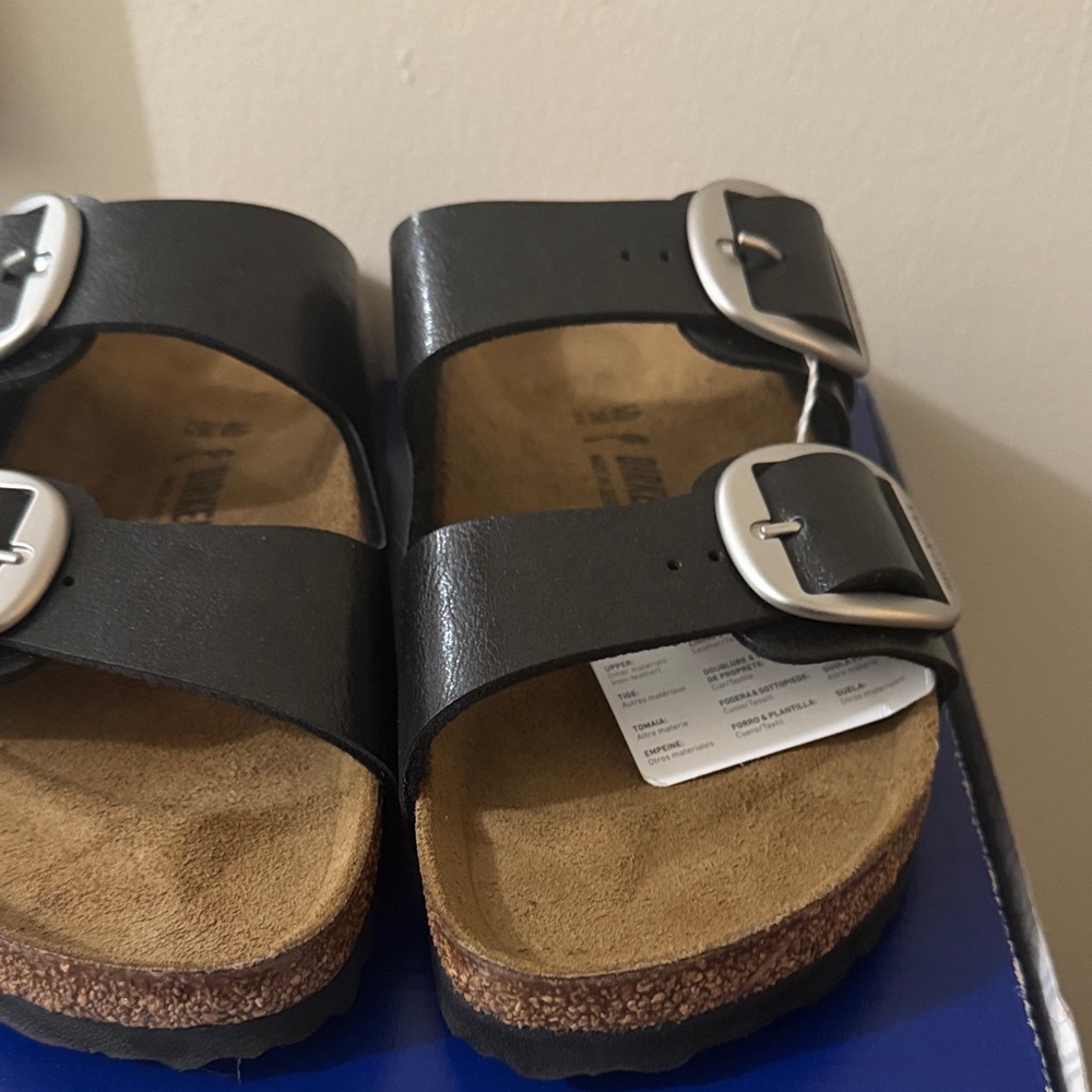 Birkenstock Black Sandals with Silver Buckles